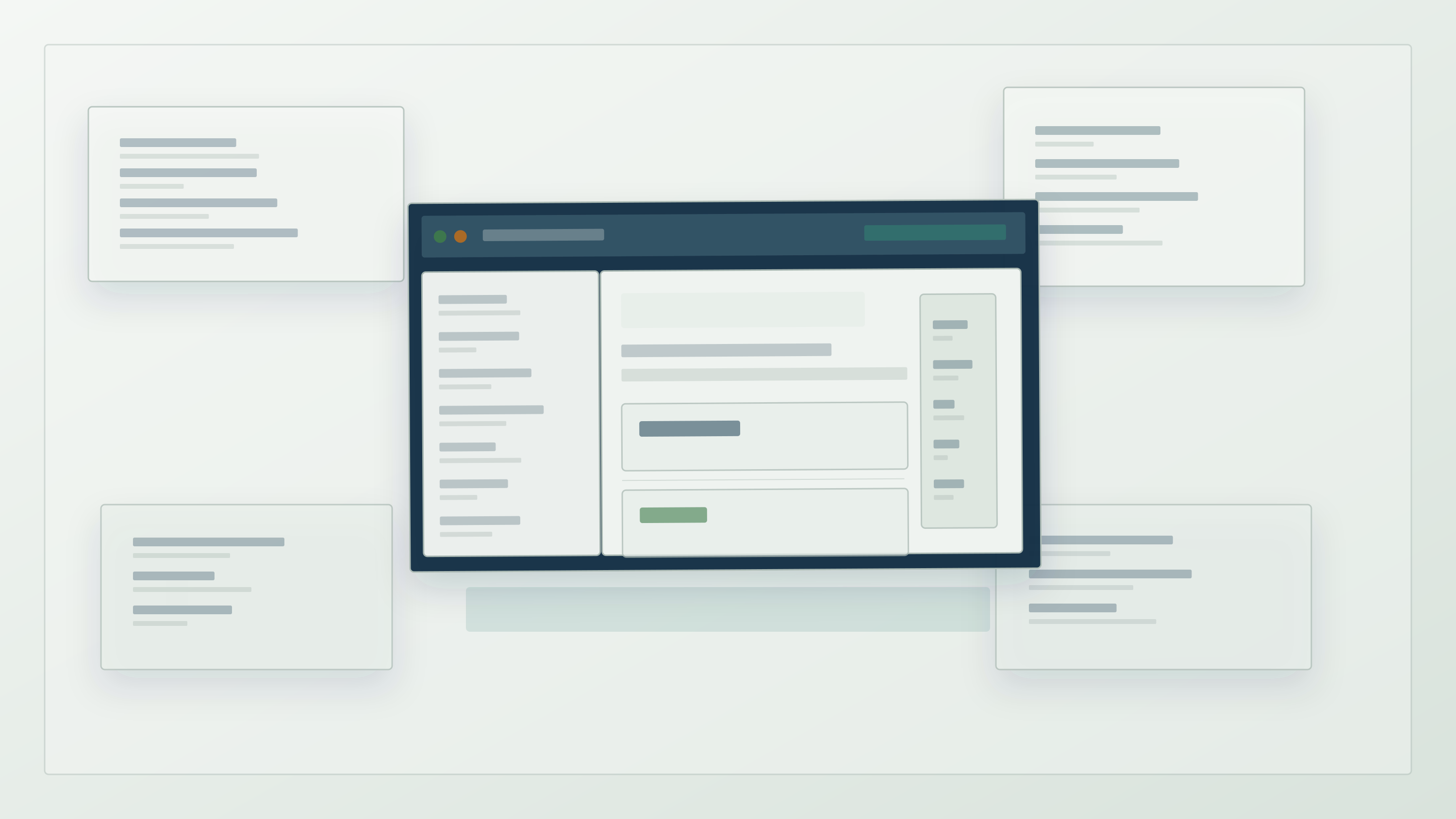 Representative FlowMaster operating layer scene with governed product surface over existing systems.